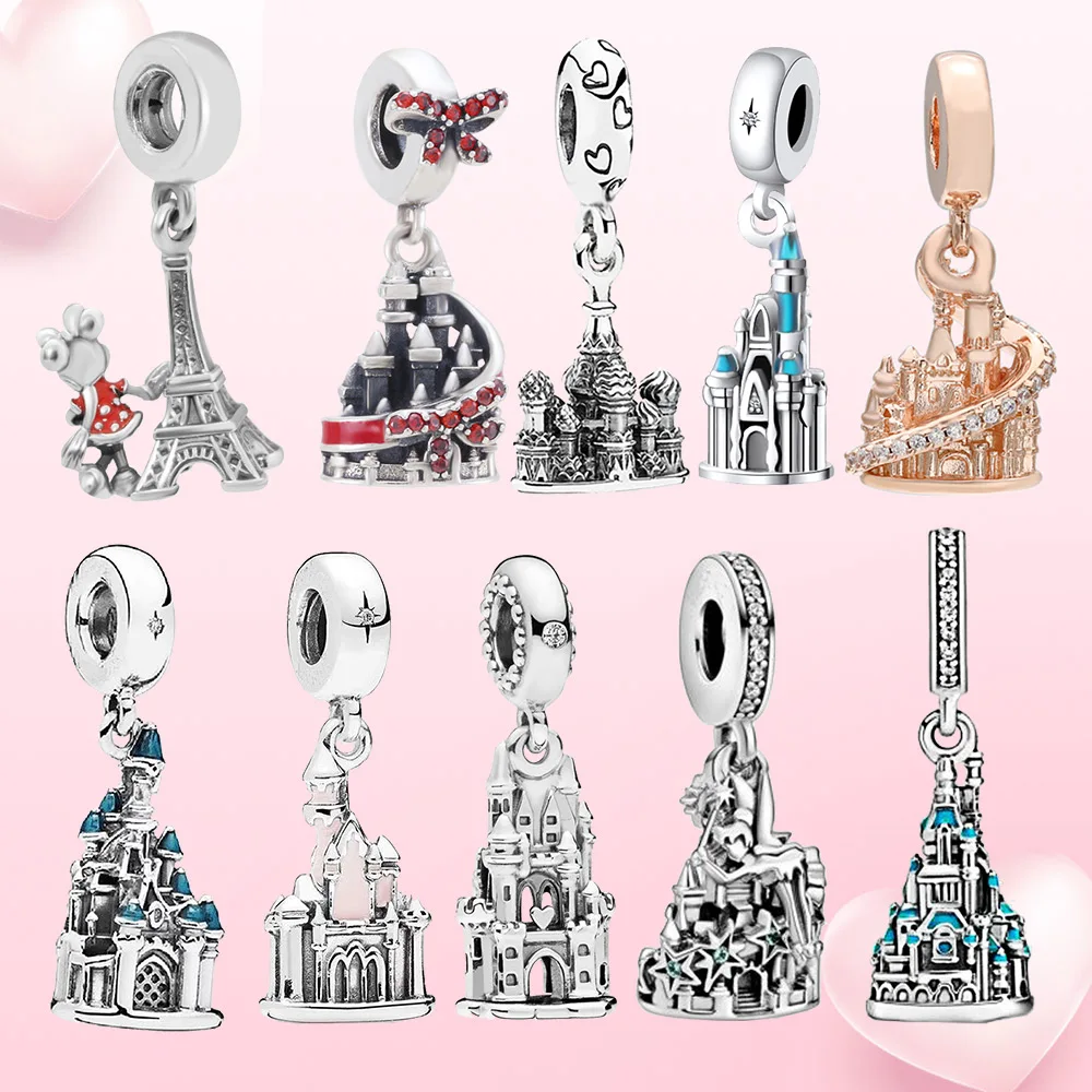 

Hot Ladies Luxury Castle Jewelry Bracelet Fitted Pandora Original DIY Dog Charm 100% Sterling Silver Bracelet Beads