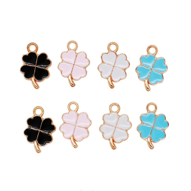 

10pcs/lot Enamel Charms lucky four leaf clovers Shape Jewelry Making pendant fit DIY Handmade Jewelry 11.5*18mm Free Shipping