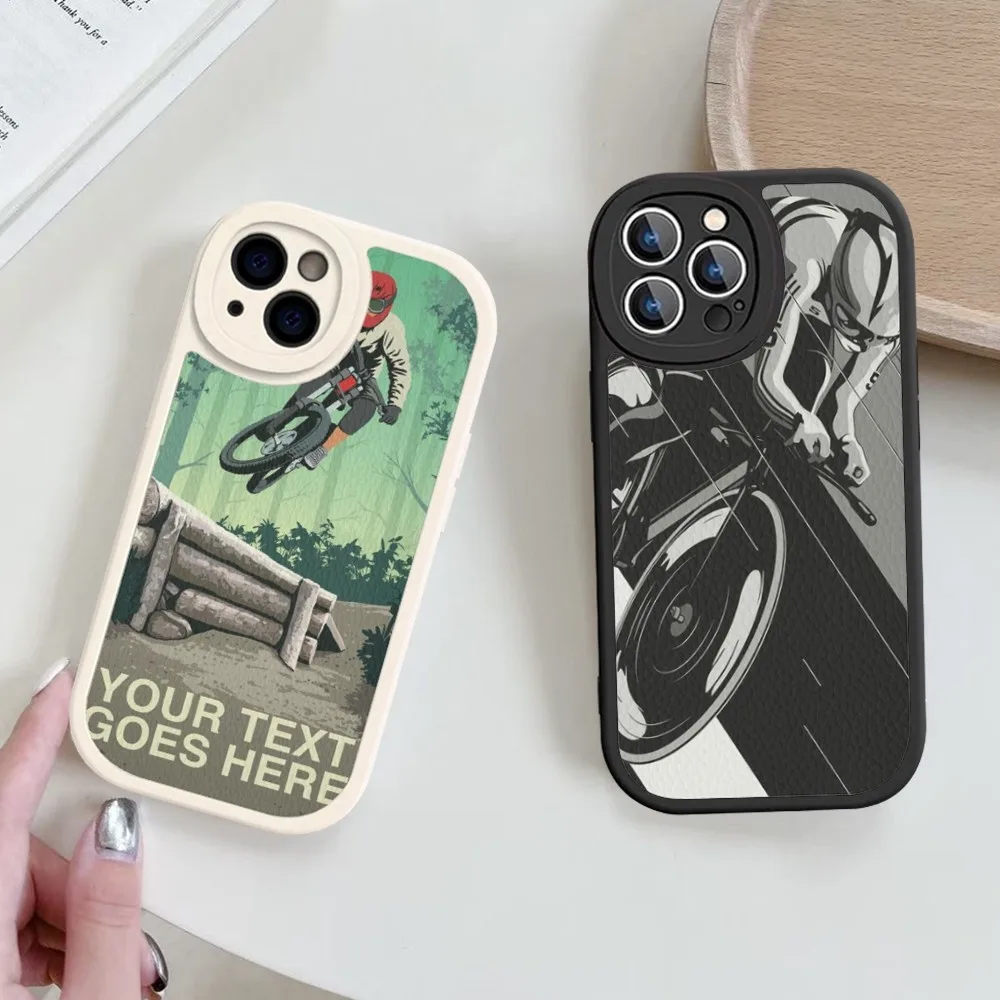 

BIKE CYCLING Art Phone Case Hard Leather For iPhone 14 13 12 Mini 11 14 Pro Max Xs X Xr 7 8 Plus Fundas