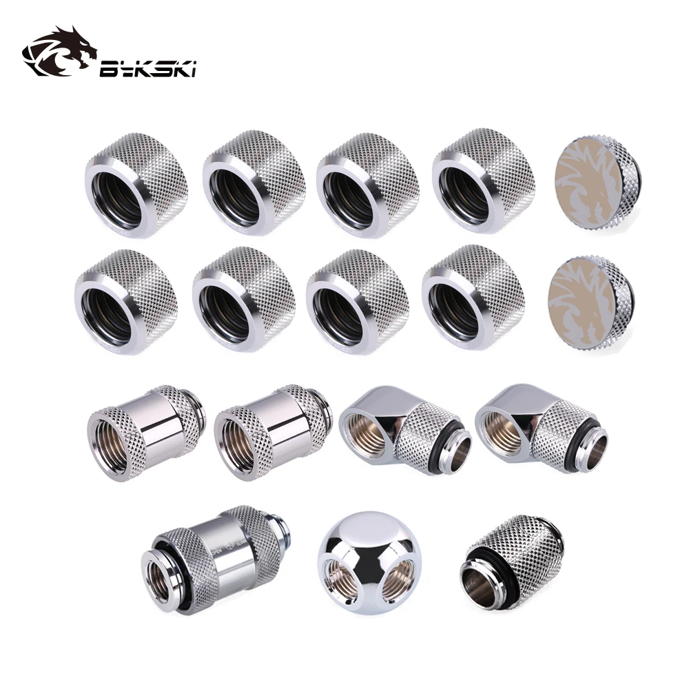 Bykski Fitting Kit OD12mm/14mm/16mm Hard Tube Rigid Tubing Join Combo /Hand Compression Connector Fitting /6 Colors enlarge