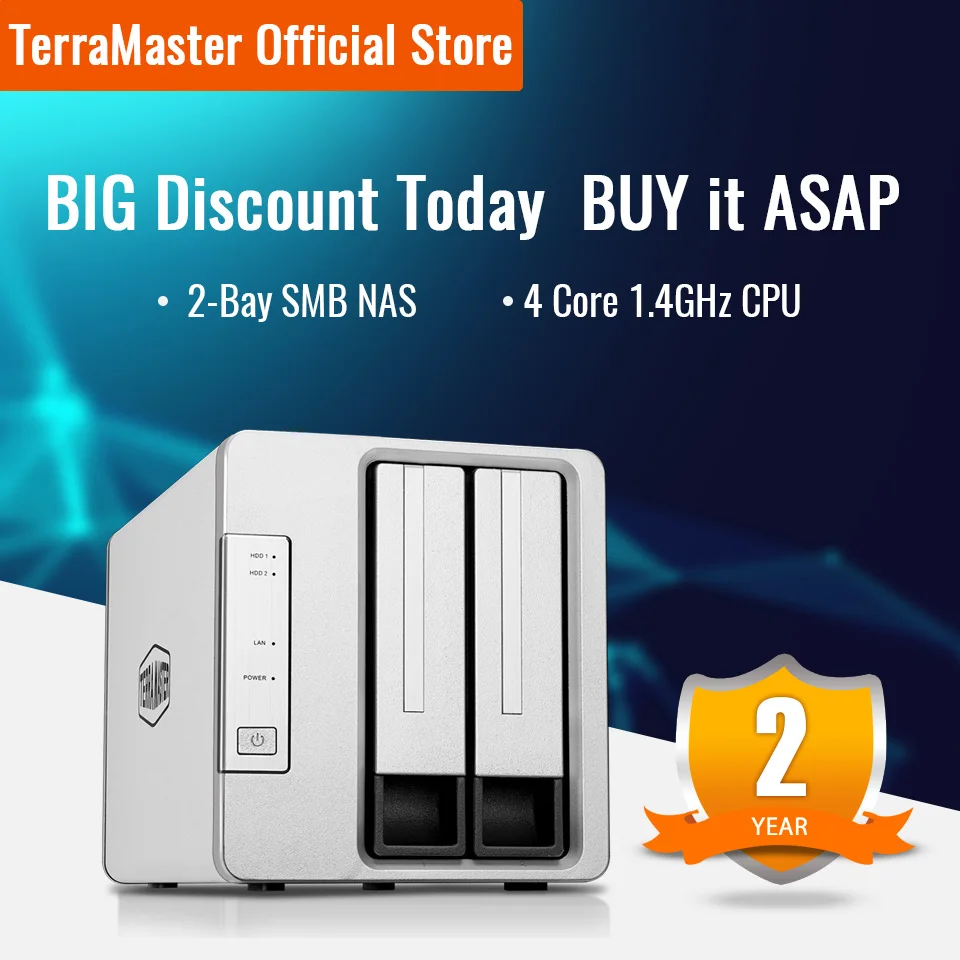 

. TerraMaster F2-210 2-Bay NAS четырехъядерная сеть, прикрепленная к сети хранилище, медиа-сервер, персональное частное облако (безбездисковое)