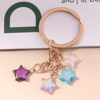 lovely multicolor shinning star keychain litter stars key ring key chains souvenir gifts for women men handbag accessories