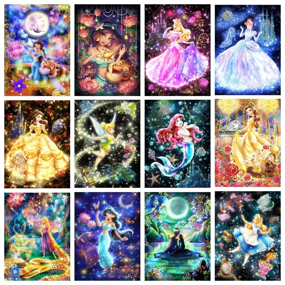 

Disney 5D DIY Diamond Painting Cross Stitch Set Mermaid Snow White Hand Gift Children's Home Living Room Wall Art Decoration