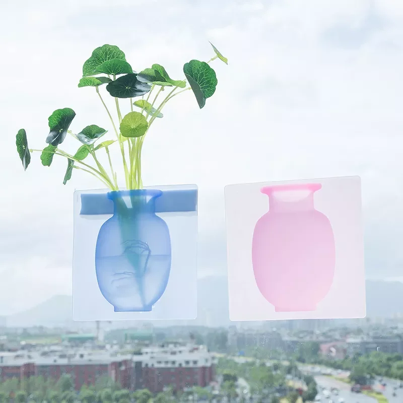 

Silicone Sticky Vase Easy Removable Wall & Fridge Magic Flower Plant Vases Home Decoration Accessories Bouquet Storage Decor