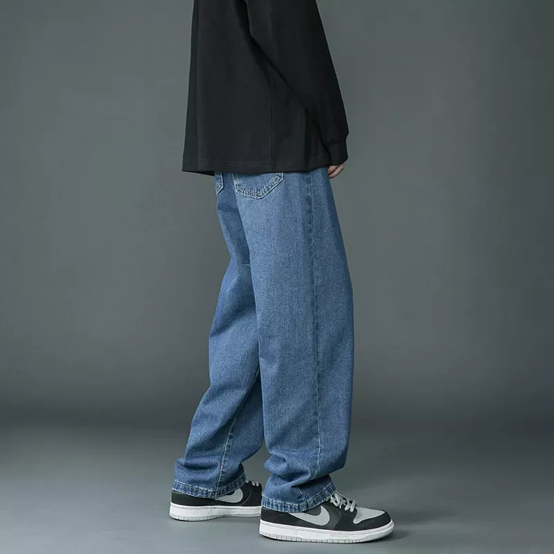 2022New Spring New Men's Korean Fashion Pink Jeans Streetwear Hip Hop Baggy Denim Trousers White Straight Wide Leg Pants Mal