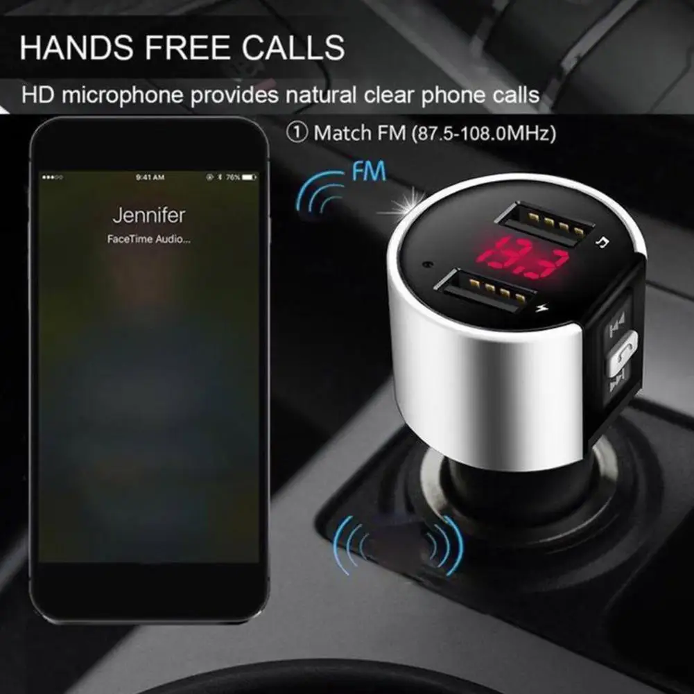 FM-трансмиттер автомобильный с поддержкой Bluetooth и 2 USB-портами |