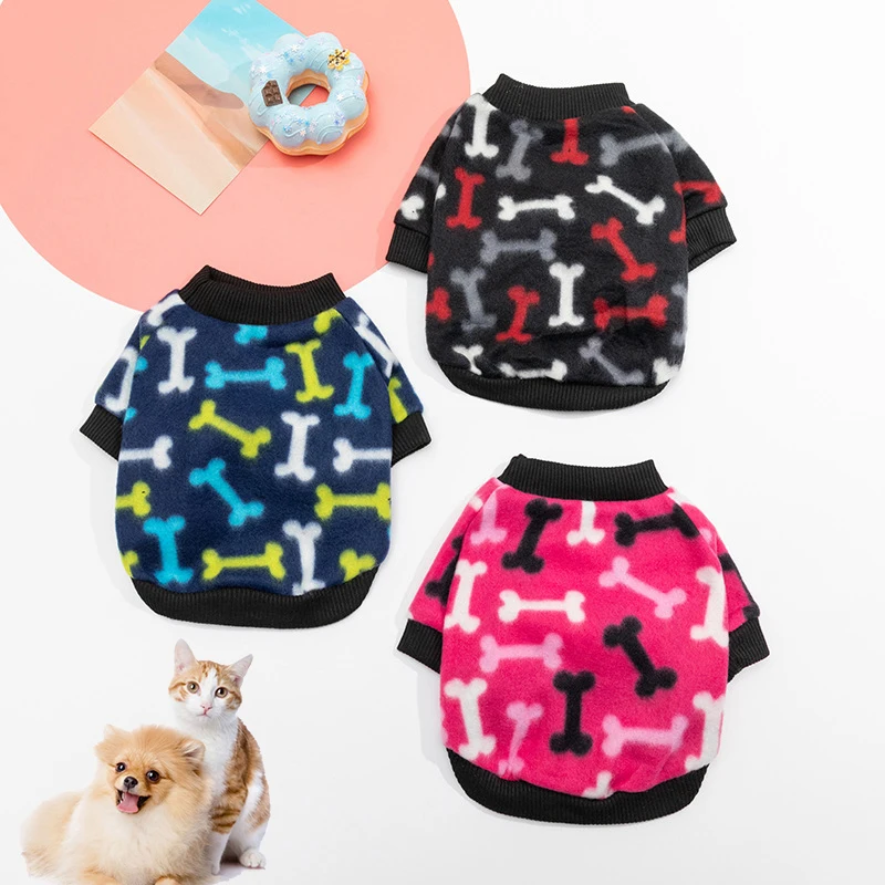 

Fleece Pet Dog Clothes Autumn Winter Plush Dogs Coat Hoodie Cute Skull Printed Overalls For Dogs French Bulldog Chihuahua Outfit