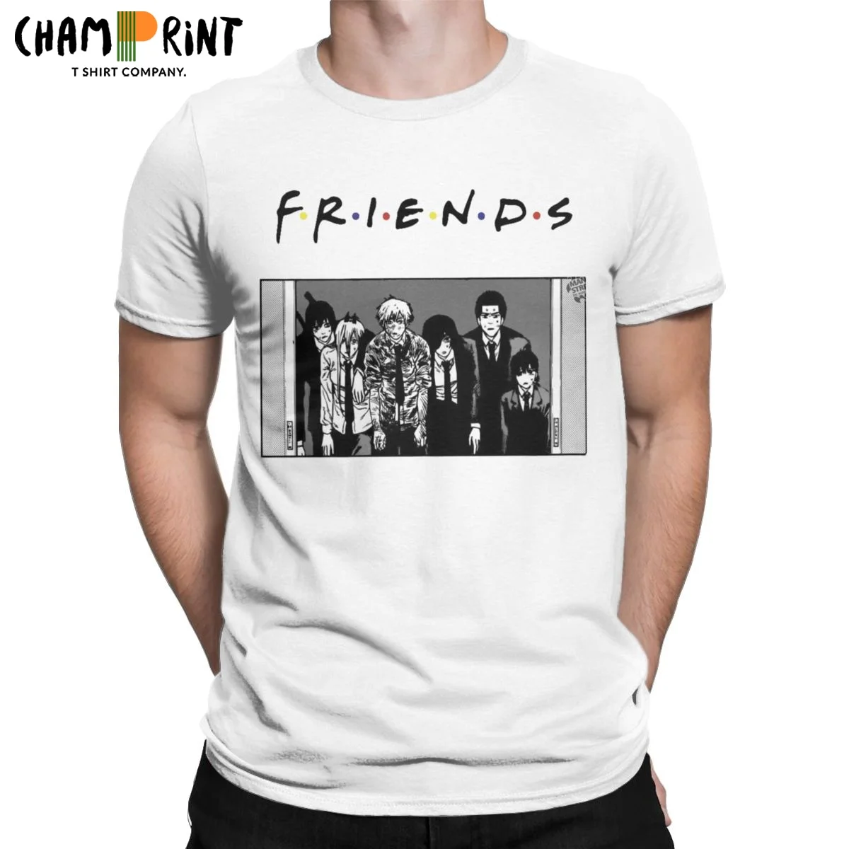 

Vintage Friends Chainsaw Man Manga T-Shirt for Men O Neck 100% Cotton T Shirt Makima Aki Short Sleeve Tees Unique Clothing