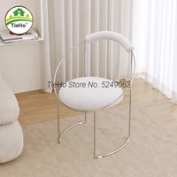 light luxury dining chair backrest makeup chair iron stainless steel dresser stool living room display soft single sofa chair