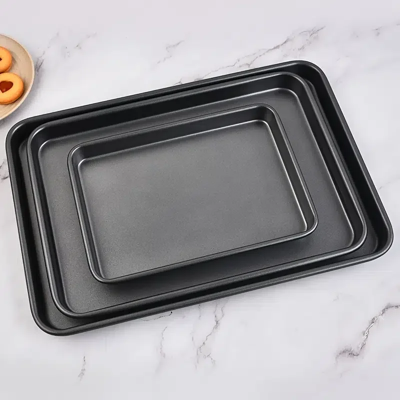 Cake Pan, Rectangular Steel Plate, Non-stick Baking Pan, Oven-suitable, Grey