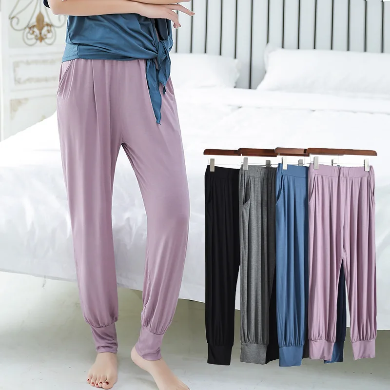 

Modal Casual Pants Women's Spring and Autumn Thin Section Loose Drape Bloomers Nine Points Beam Wide Leg Trouser Sweatpants