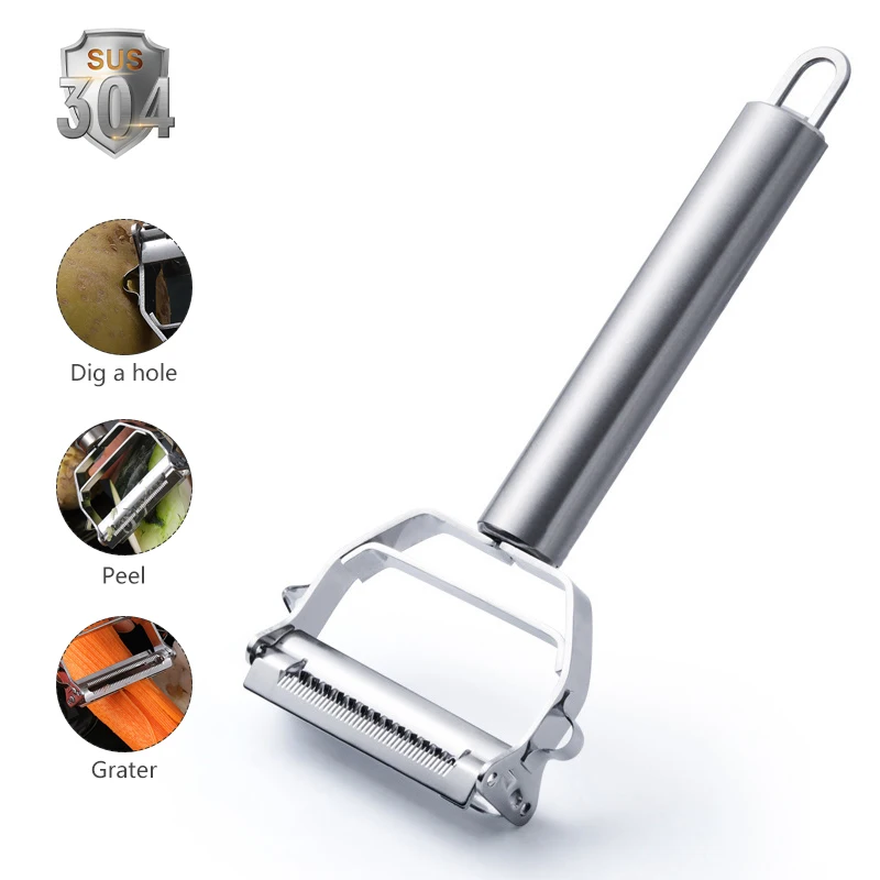 

Stainless Steel Peeler Slicer Vegetable Fruit Potato Carrot Slicer Grater Multi-function Portable Sharp Kitchen Accessories Tool