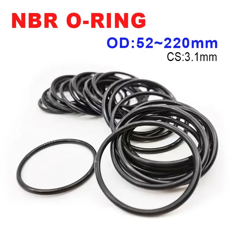

Резиновые уплотнительные кольца OD 52 ~ 220 мм, толщина CS 3,1 мм, Нитриловое уплотнительное кольцо, уплотнительная прокладка, прокладка, коррозионное масло, шайба, упаковка из 10