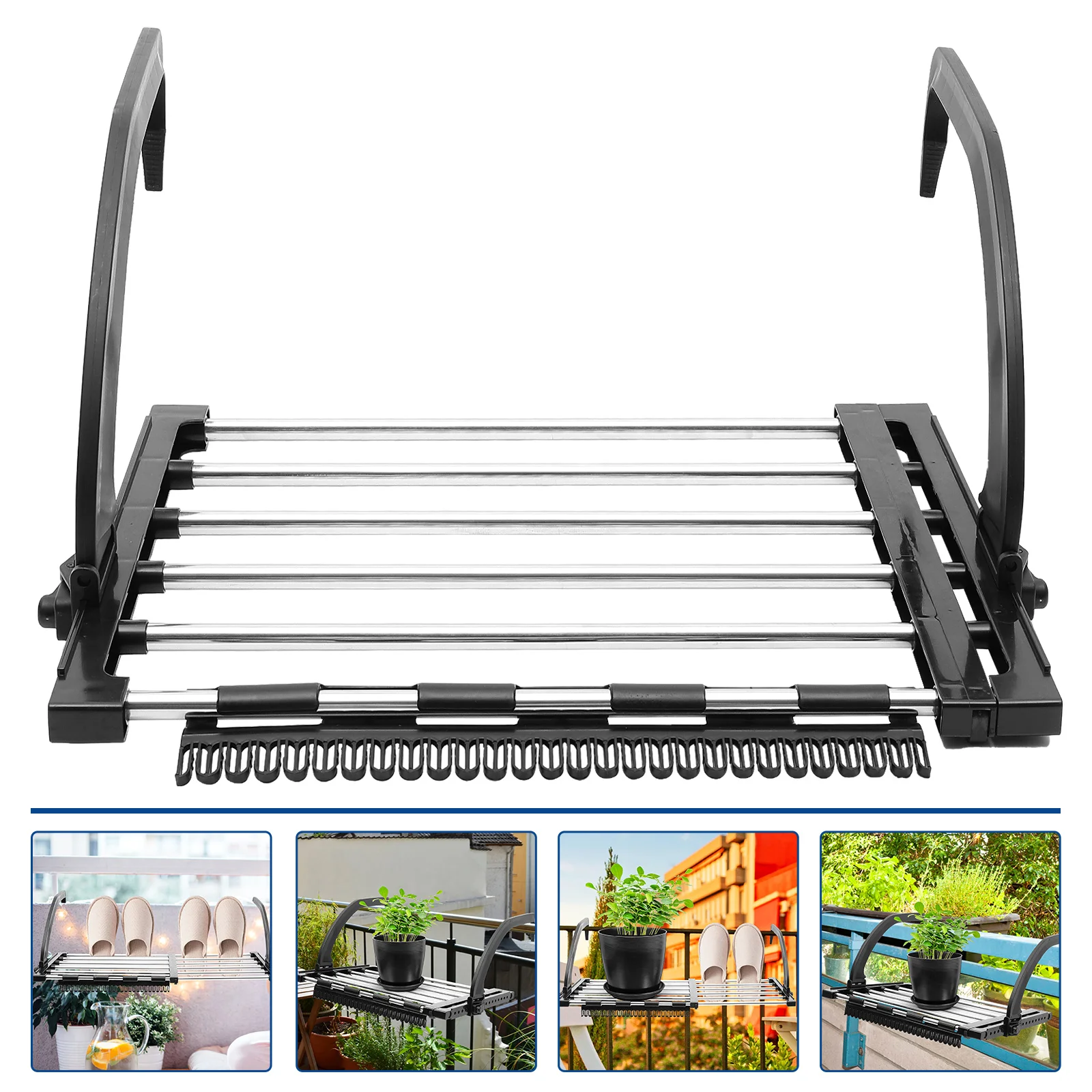 

Balcony Drying Rack Collapsible Garment Stainless Steel Retractable Clothes Hanger Slots Abs Baby Sock Hanging Line