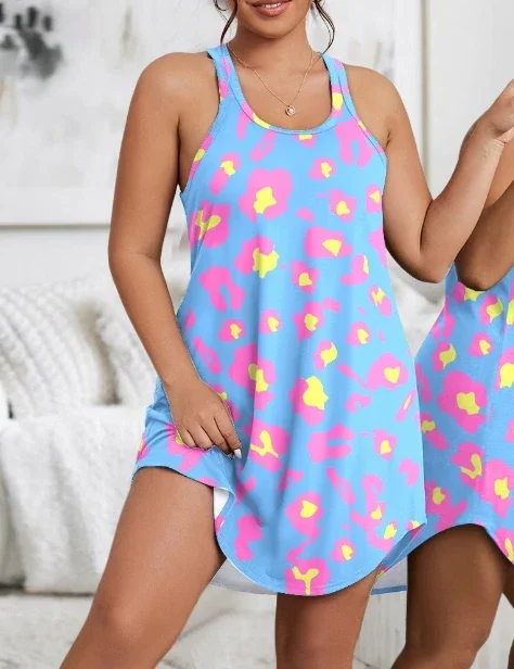 Женская ночная рубашка без рукавов с V-образным вырезом цвета в ассортименте