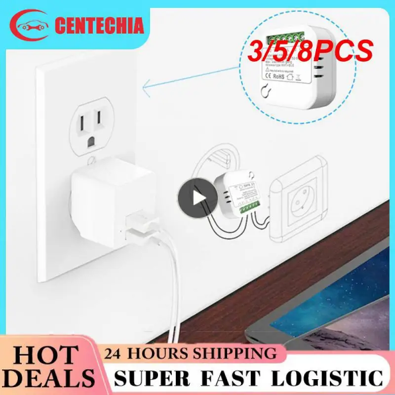 

3/5/8PCS White Mini Smart Breaker Dual Platform Control Voice Control Smart Wifi Switch Convenience Smart Homekit Modul