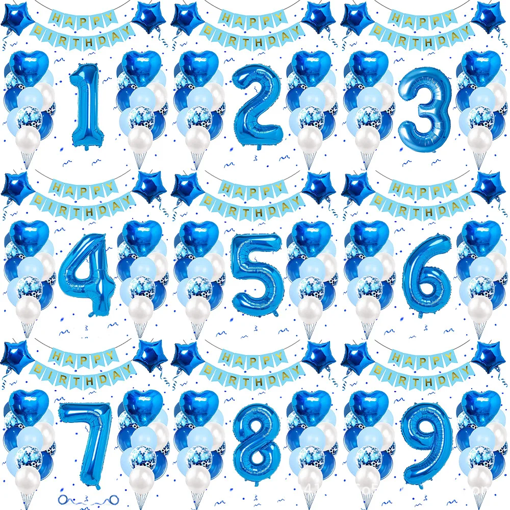 

boy Girl Birthday Balloons Purple Number baloon 3rd Birthday Party Decoration Kids 9/1/3 years old