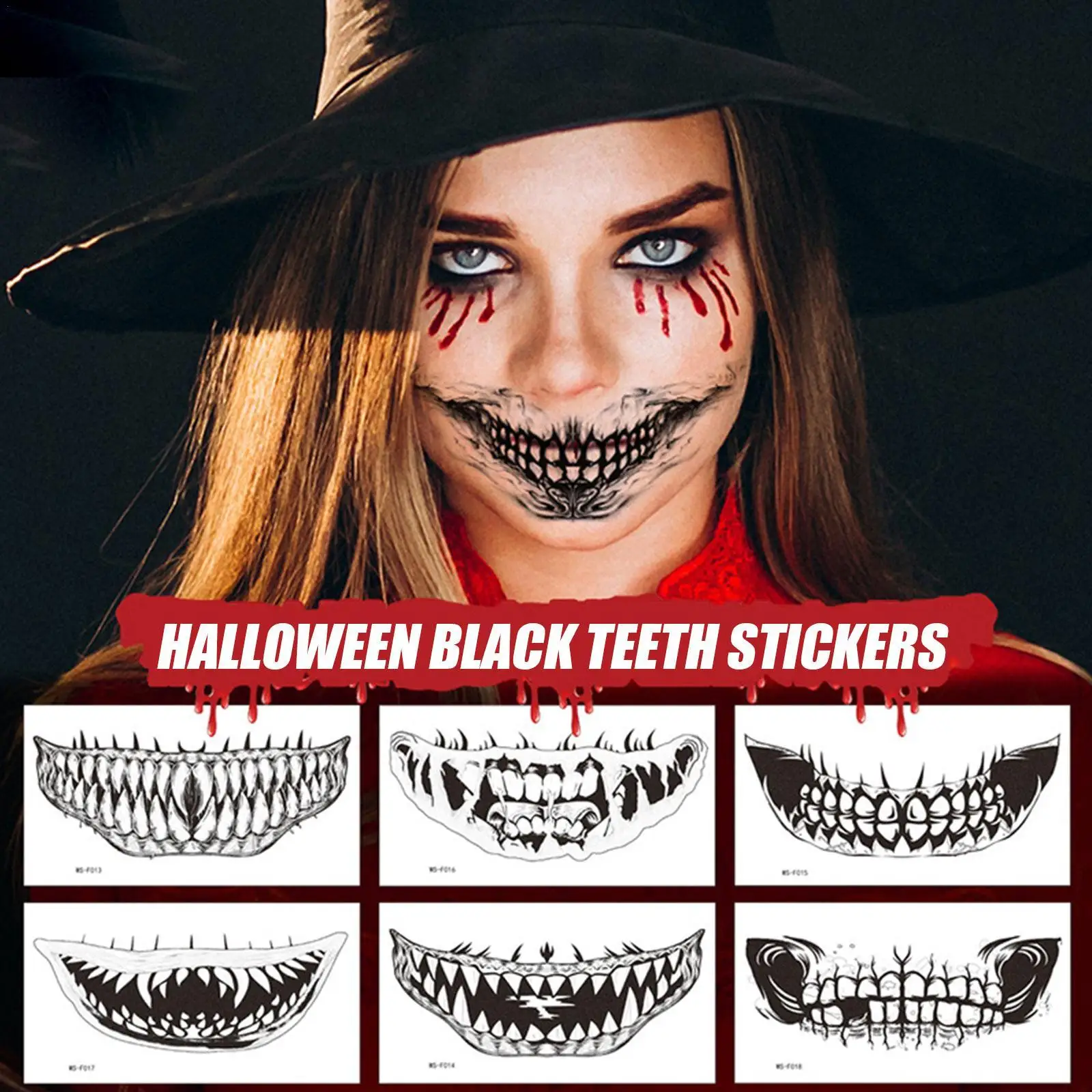 

10 шт., временная татуировка на Хэллоуин, клоун, косплей, макияж, лицо, большой рот, дизайн, искусственная татуировка, костюм, временная татуир...