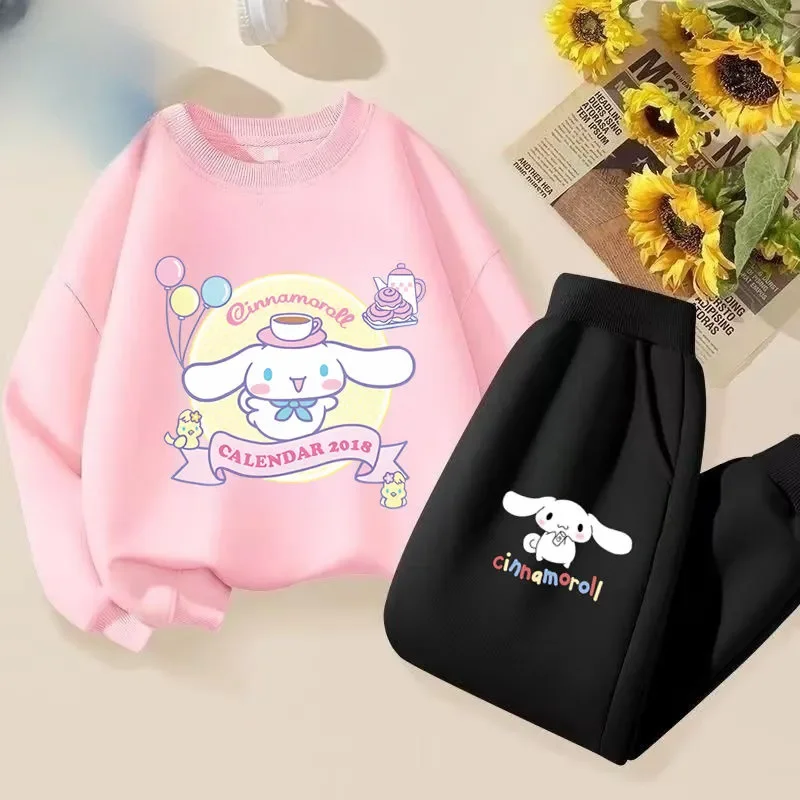 

Sanrioed Herfst Kinderen Trui Sets Kawaii Cinnamoroll Kuromi Anime Pullover Voor Jongens Meisjes Mode Sport Lente Kleding 2023