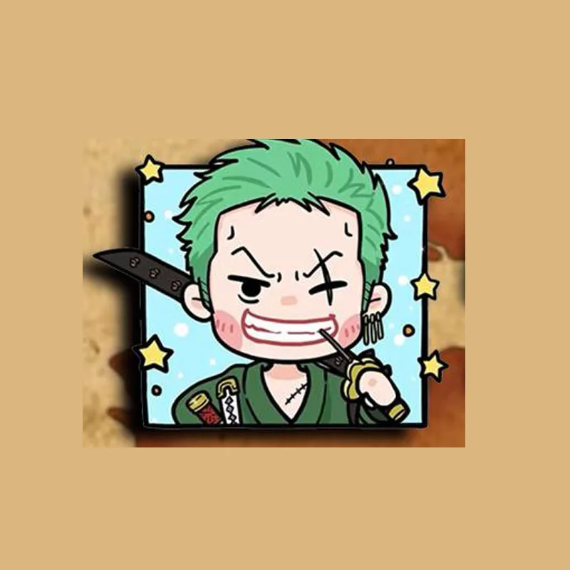 Фото Магнит на холодильник One Piece: Монки Д. Луффи, Ророноа Зоро, Фрэнки, Усопп — квадратная Q-версия, милые иллюстрации в стиле манга, акриловые, с изображением половины головы персонажей №3