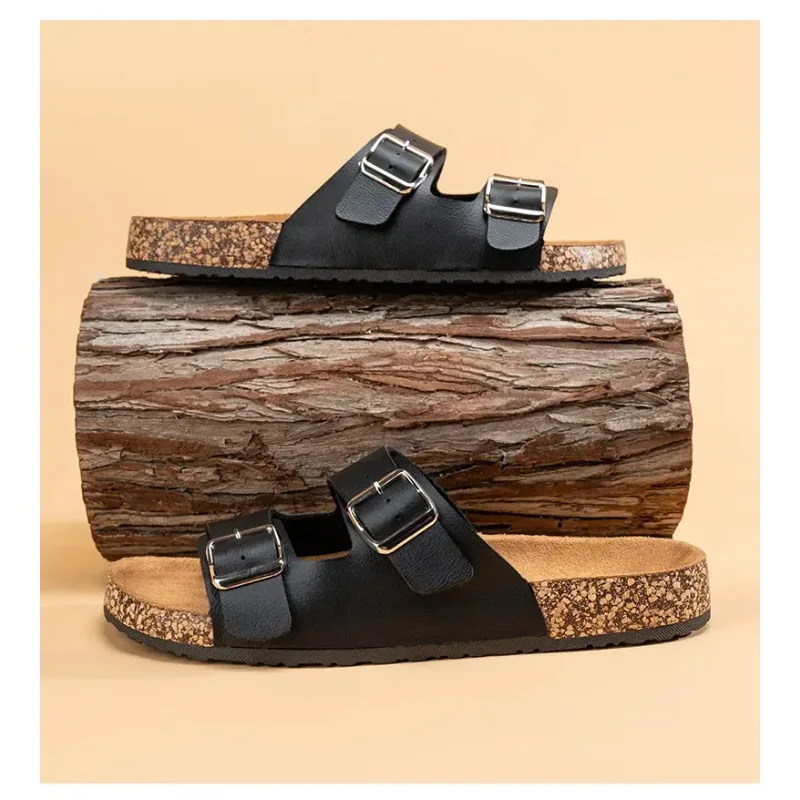 Сандалии Унисекс На Плоской Подошве С Корксаторами Регулируемые Раздвижные