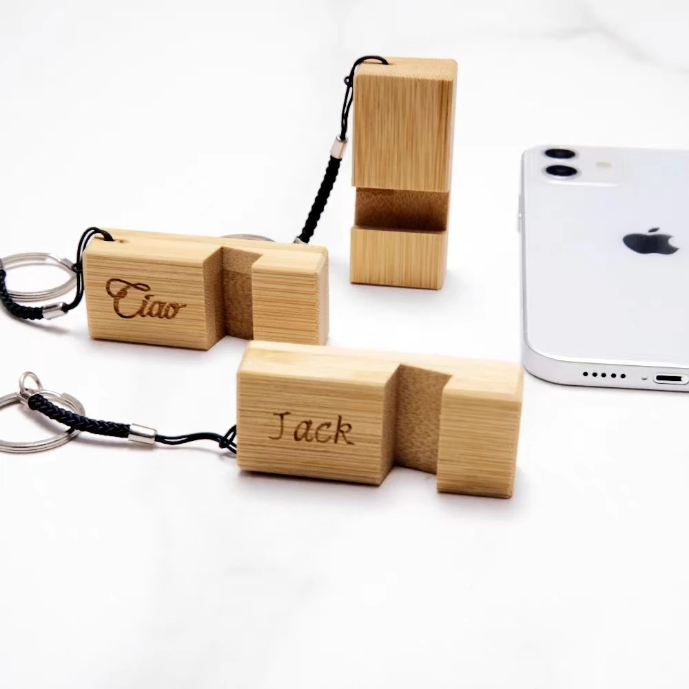 

Creative bamboo key chain mobile phone holder Portable bamboo key chain mobile phone holder small fresh lazy mobile phone holder
