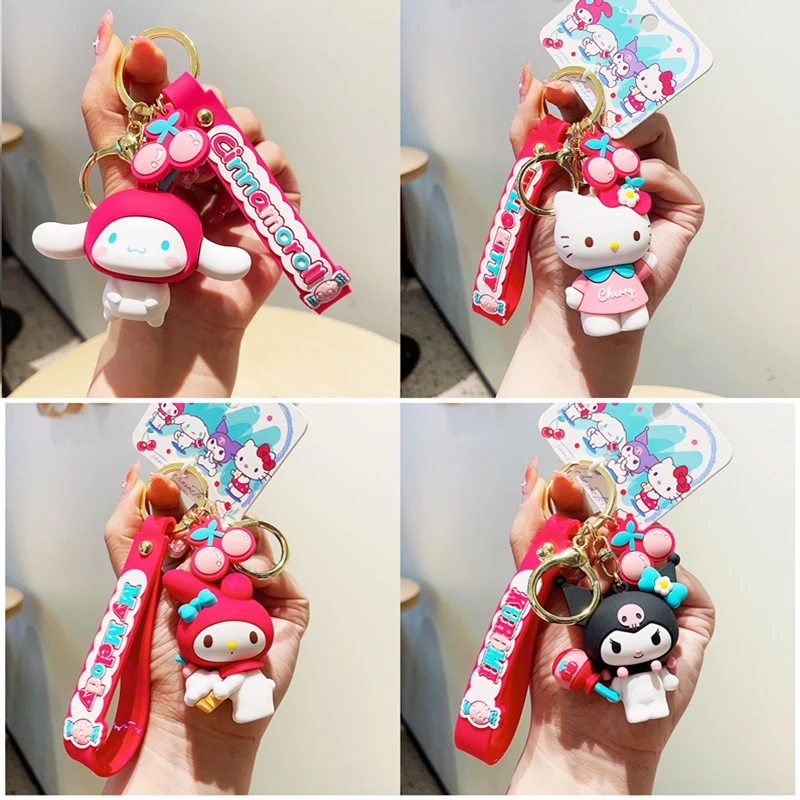 

Мультяшный аниме Sanrio вишня Honeywords экшн-фигурки брелки для ключей кольцо для ключей Милые силиконовые брелки игрушки в подарок