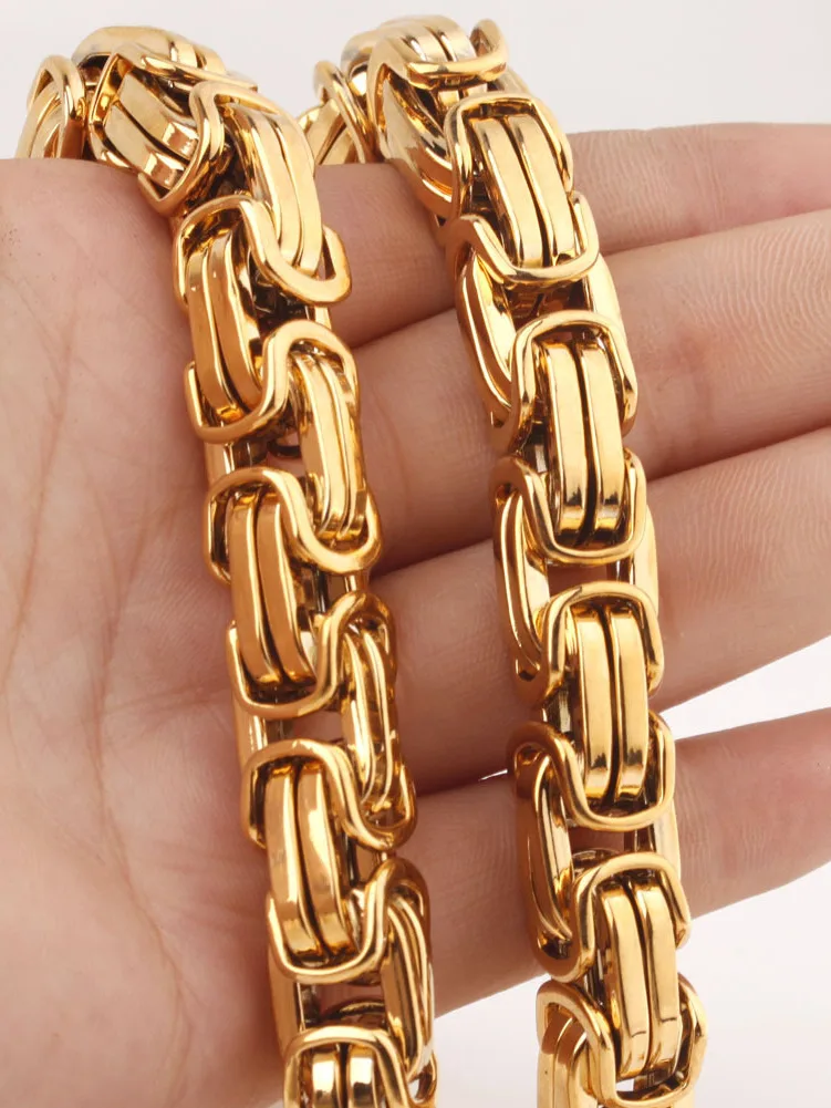 Огромная тяжелая нержавеющая сталь шириной 12 мм 15 византийская цепочка ожерелье