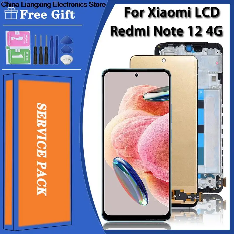 

Montagem do digitalizador de tela LCD, Display para Xiaomi Redmi Note 12, 4G, 100% testado, 23027RAD4I, 23028RA60L, 23021RAAEG