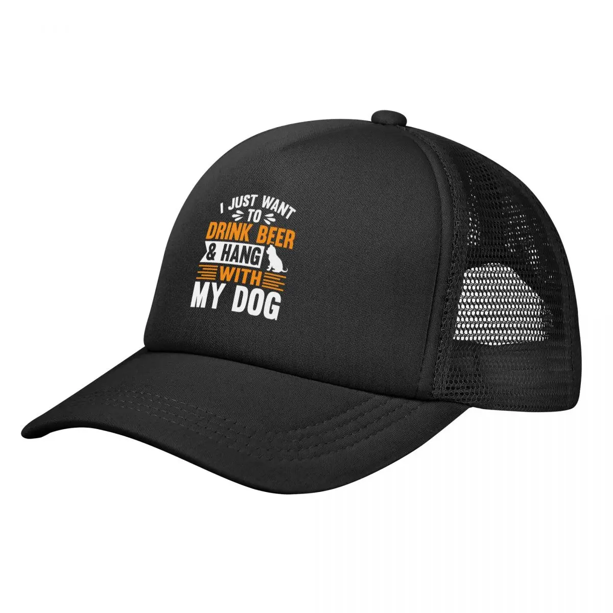 

I Just Want To Drink-Beer And Hang With My Dog Baseball Cap for Men Women Bulk Snapback Trucker Hats Fishing Mesh-Back Hats