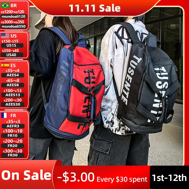 

Sport Gym Bag Women Fitness Backpack Large Waterproof Multi-Functional Shoes Warehouse Travel Pack Sportsbag Shoulder Bag X347A