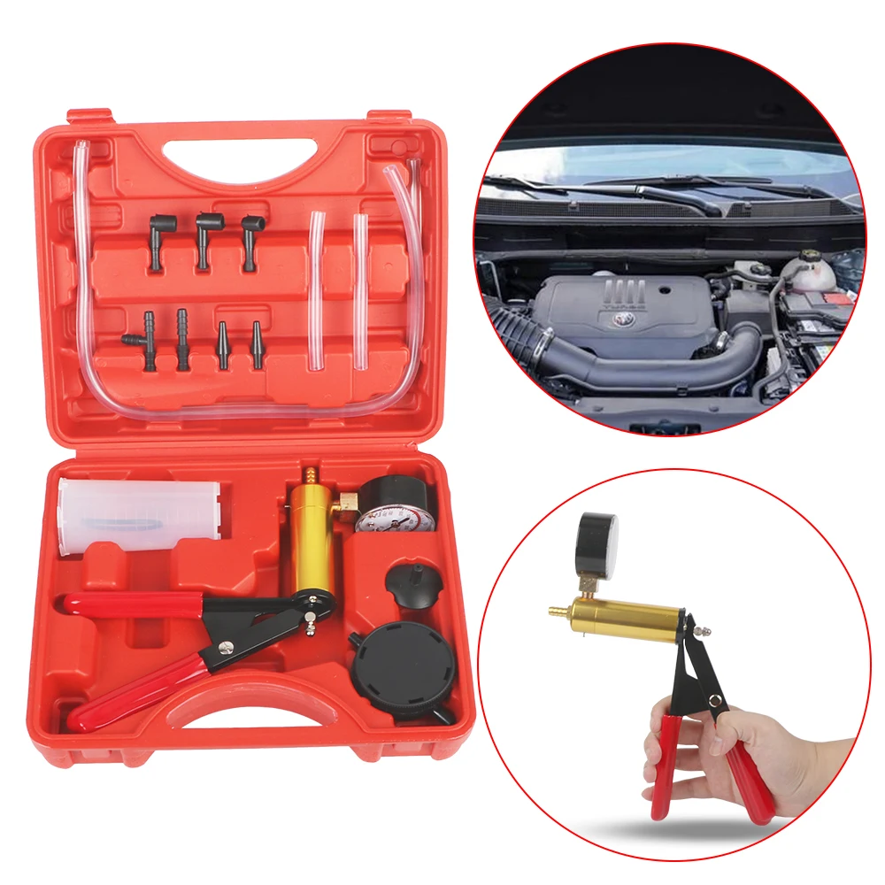 

Brake Clutch Bleeding System Automotive Car Hand Held Vacuum Pump Brake Bleeder Screw Adapter Brake Bleeder Kit Carrying Case