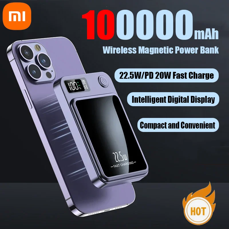 Xiaomi 100000 емкостью мАч Power Bank Магнитный беспроводной 22 5 Вт Сверхсупербыстрая