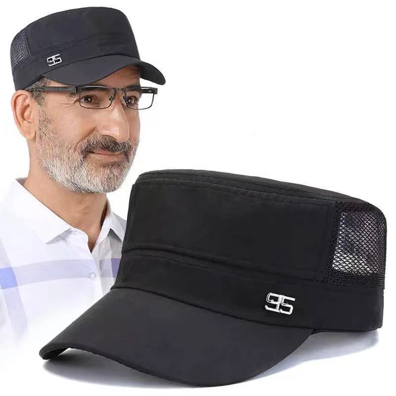 

Summer For Men Outdoor Sports Breathable Baseball Net Cap Male Run Fishing Sunshade Solid Flat Top Dad Golf Hat Fashion Kpop E70