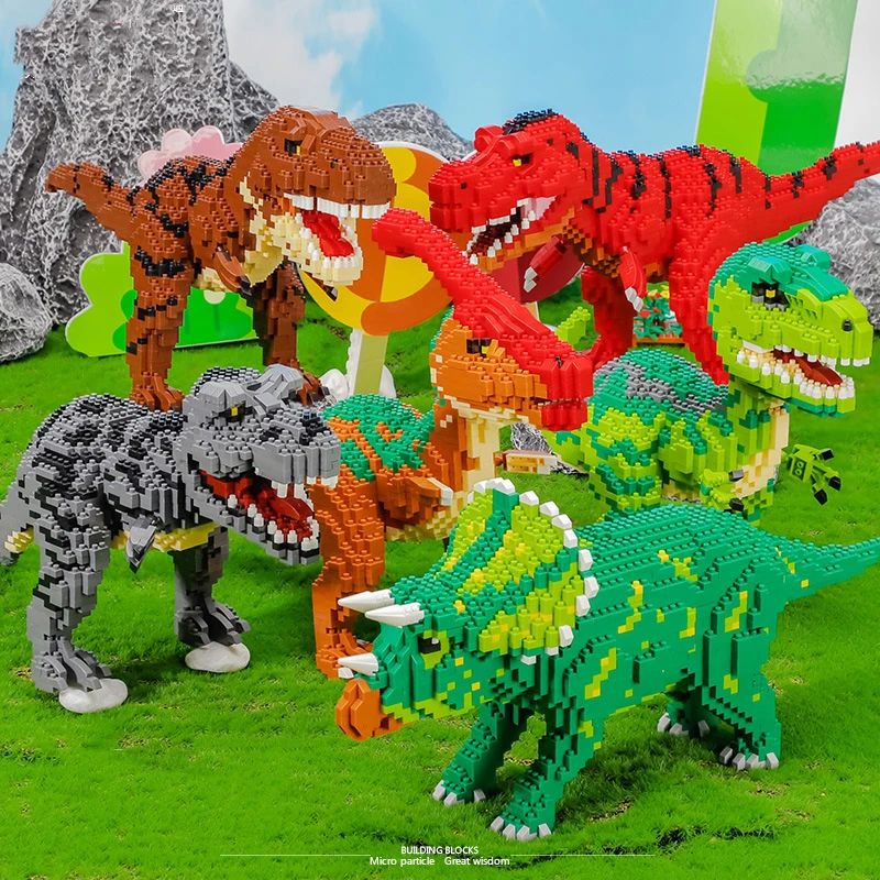 

Jurassic Dinosaur Tyrannosaurus Triceratops Animal Monster 3D Mini Diamond Blocks Educate Bricks Building Toy for Children