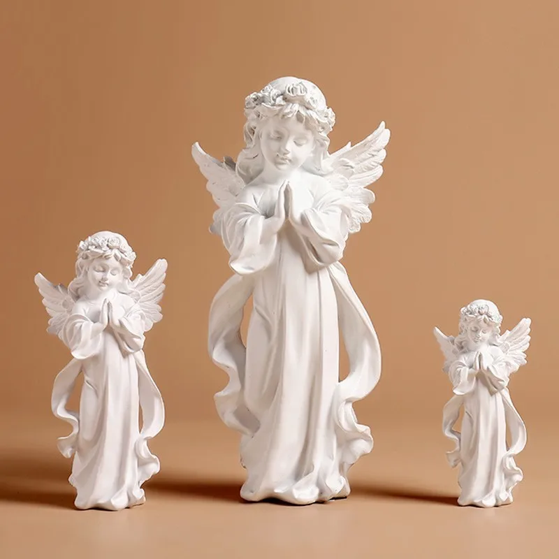 

Prayer Angel Sculpture Home Living Room Study Bedroom Model Ornament Gypsum Handicraft European and American Home Decoration