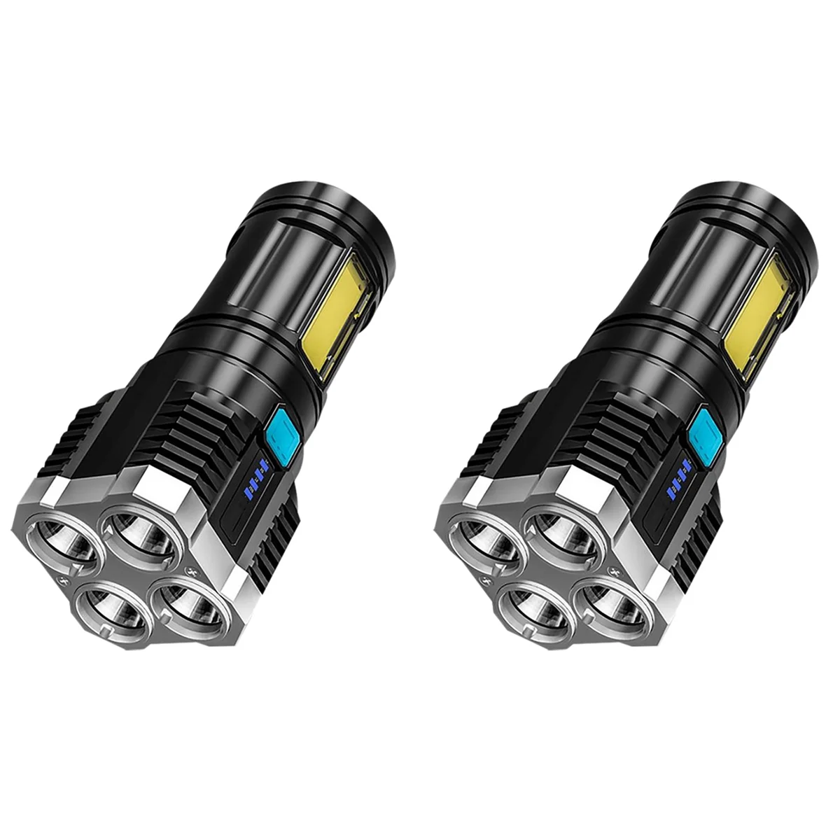 

2X 4-Core Flashlight Super Bright Rechargeable Flashlight Multi LED Long-Range Spotlight COB Light for Outdoor Fishing