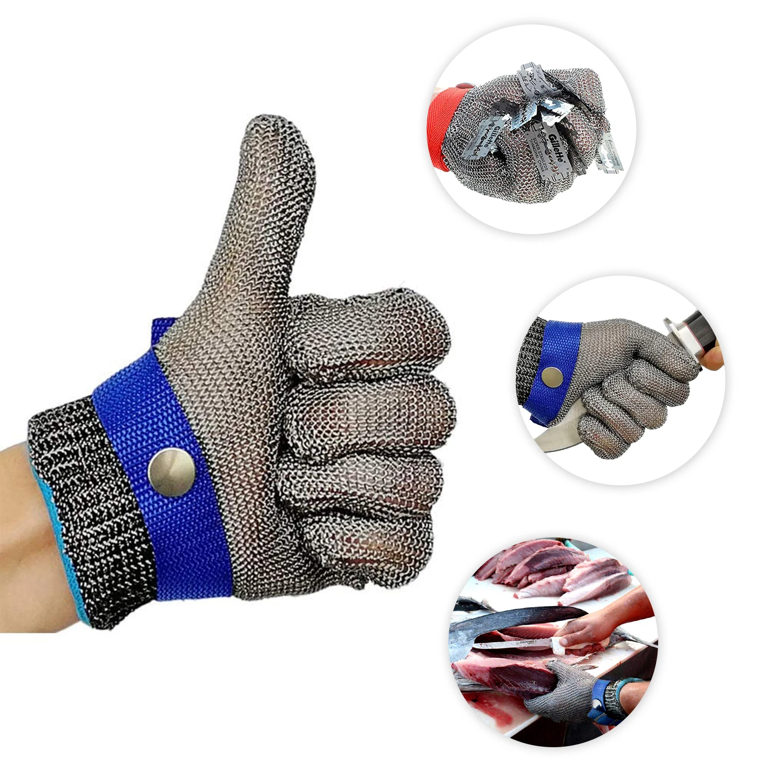 

Stainless Steel Anti-cut Gloves Working protection Safety Wear-resistant Slaughter Butcher Cutting Fish-killing Metal Iron Glove