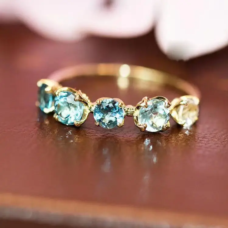 

Lingxi Langkong Japanese nojGs925 sterling silver inlaid Japanese angel's tears topaz ring women's ring