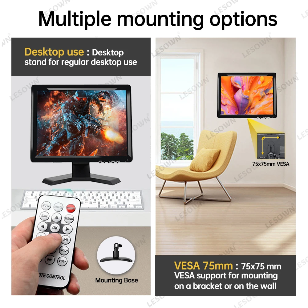 LESOWN 19 дюймов 4:3 IPS экран промышленный дисплей 1280x1024 FHD USB сенсорный монитор с VGA HDMI AV