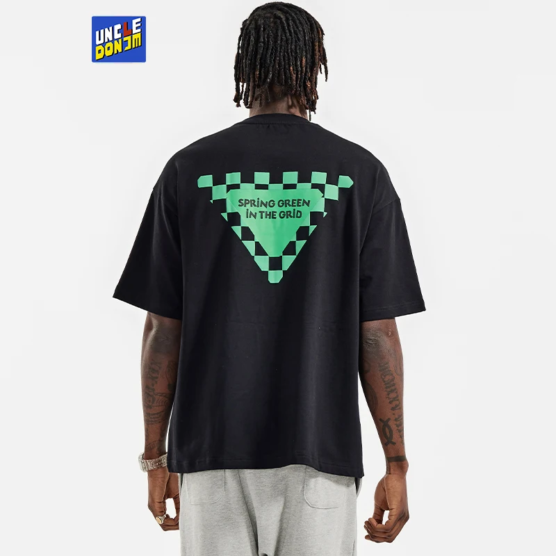 

UNCLEDONJM Text foaming printing harajuku t shirt retro t shirt streetwear men clothing oversized t shirt mens t shirts