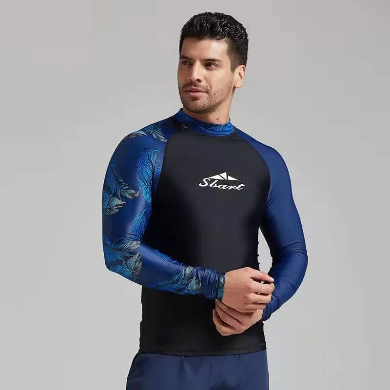 

Men Surf Rash Guards Top Lycra Long sleeve UPF50+ Quick Dry Surf-clothes Man Swim Kitesurf Windsurf Dive T-Shirt Plus 3XL