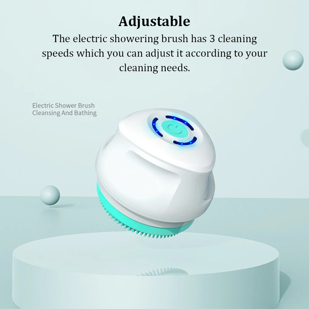 

Electric Showering Brush IP67 Waterproof Body Scrubber Brushes 3 Speeds Adjustable Massager Bathroom Shower Room Green