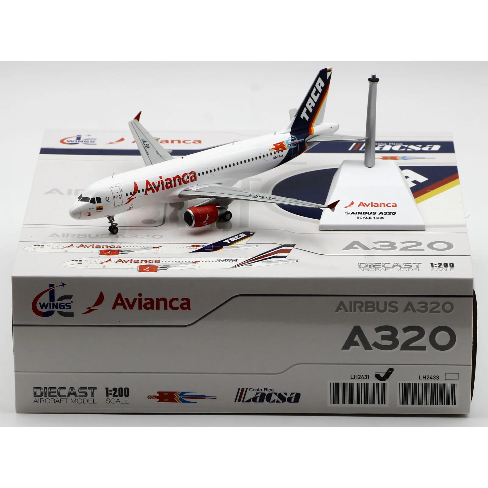 Фото Коллекционная модель самолета LH2431 из сплава, подарок, JC Wings 1:200, ретро-ливрея Avianca TACA, литая модель самолета Airbus A320 JET N567AV №2