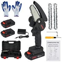 550w 4inch mini chainsaw one hand saw woodworking cordless electric chain saw wood cutter with 2 battery