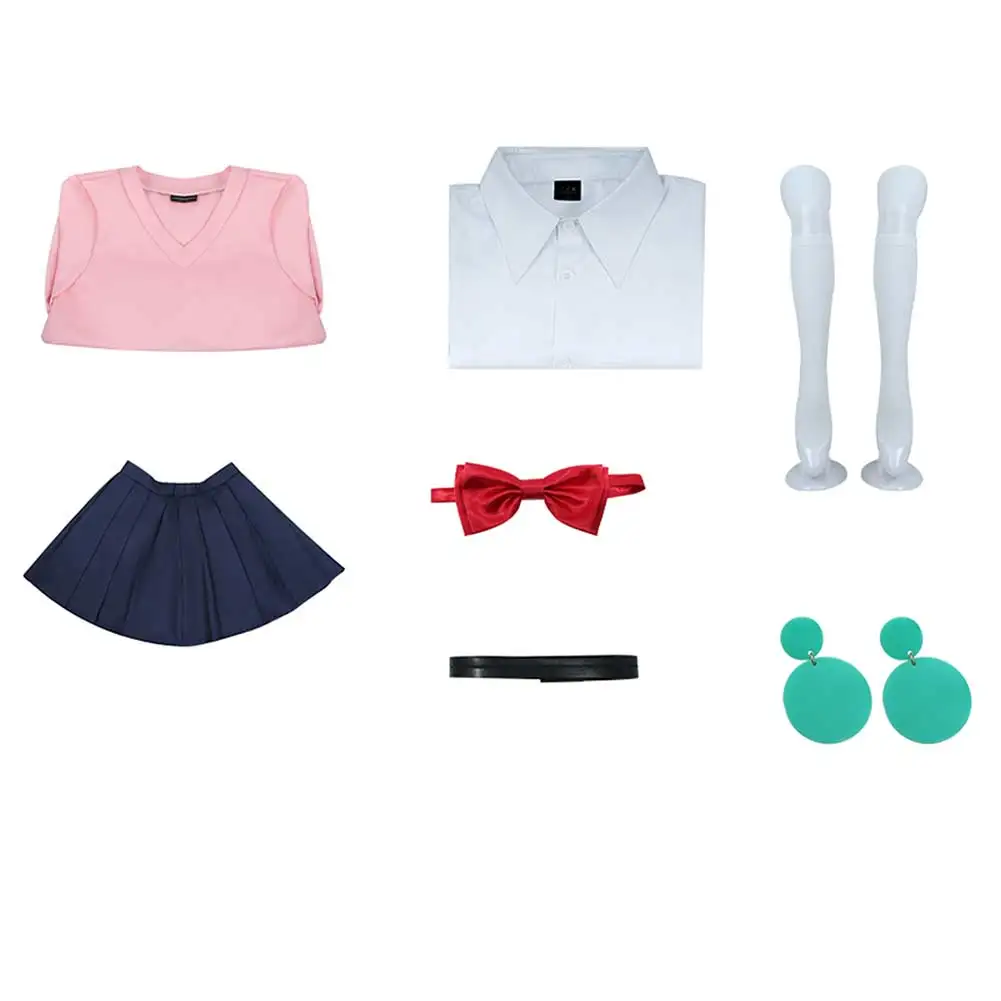 Momo Ayase Косплей Свитер Юбка Парик Серьги Аниме Dandadan Fantasia Костюм Маскировка Для