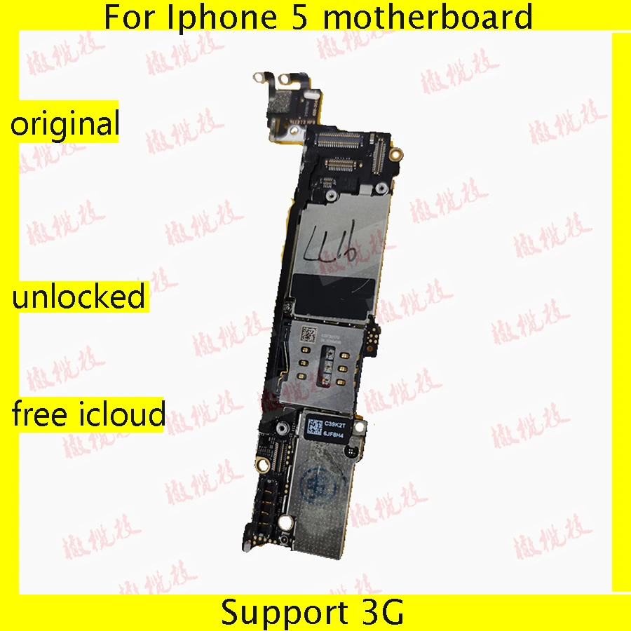 

Clean iCloud Original motherboard for iphone 5 5G 16GB 32GB 64GB Factory unlocked mainboard with IOS system logic board+Chips