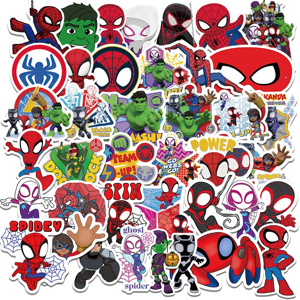 

10/30/50PCS Disney Marvel Spider-Man and His Amazing Friends Anime Stickers Skateboard Laptop Phone Car Sticker Decals Kid Toy