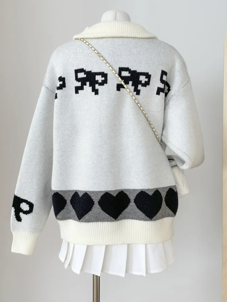 Женские вязаные кардиганы с рисунком кота в стиле ретро корейский шикарный