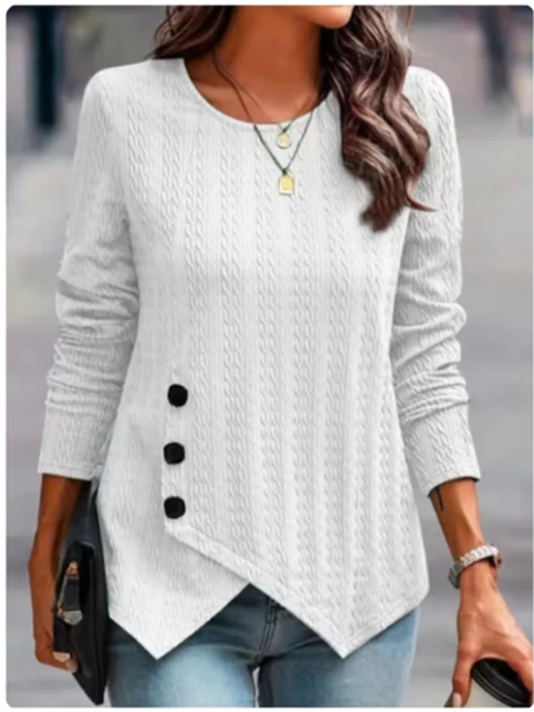 Женский топ с длинным рукавом и круглым вырезом